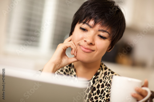 Pretty Smiling Mixed Race W...
