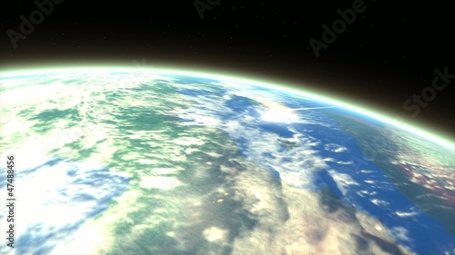 Artist rendering meteor entering earth atmosphere photo