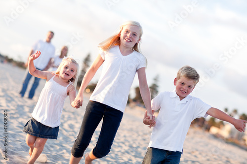 Adorable Caucasian Family o...