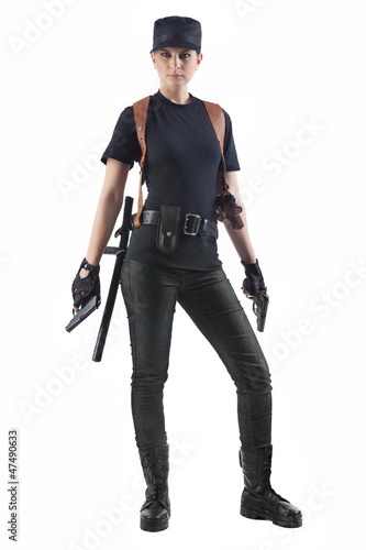 Officer woman with two guns © diter