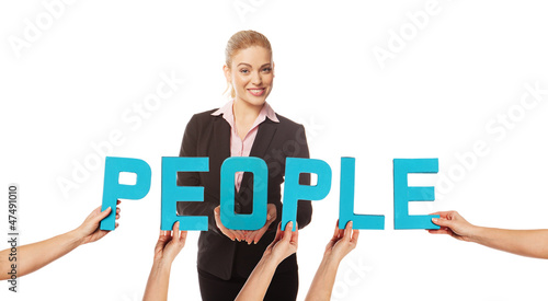 Beautiuful woman with the word PEOPLE photo