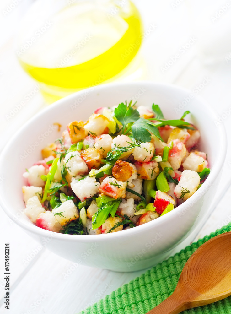 Fresh salad with greens and seafood Fresh salad with greens and seafood