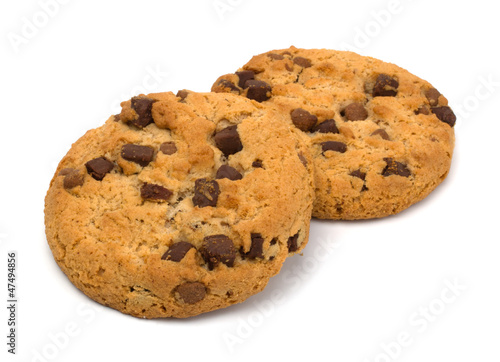 Chocolate pastry cookies isolated on white background.