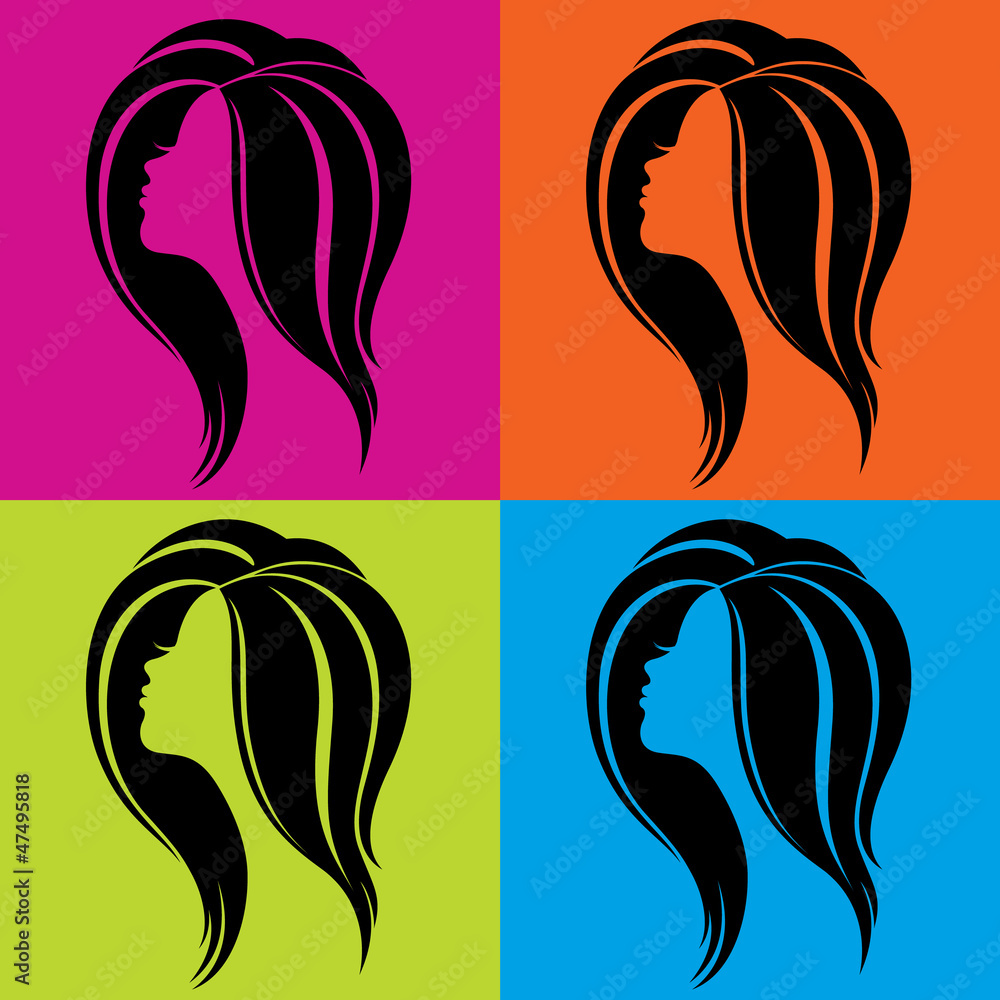 Girl's profile in pop-art style Girl's profile in pop-art style