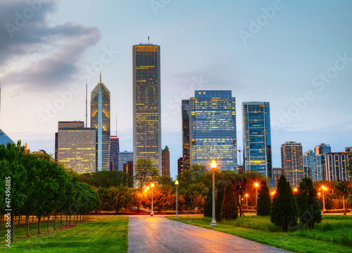 Obraz na płótnie Cityscape of Chicago in the evening w salonie