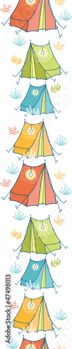 Vector camp tents vertical seamless pattern background ornament