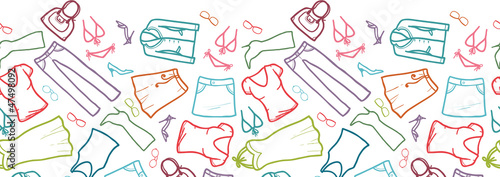 Vector wardrobe clothing horizontal seamless pattern ornament