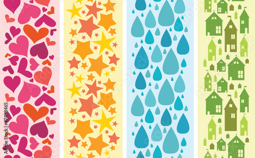 Vector set of four colorful horizontal seamless patterns