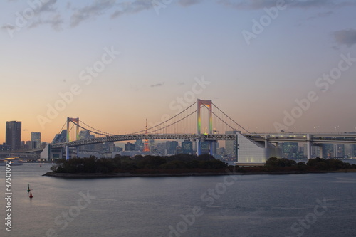 Rainbow Bridge from Odaiba, Tokyo, Japan © torsakarin