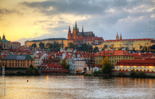 Overview of old Prague from Charles bridge side