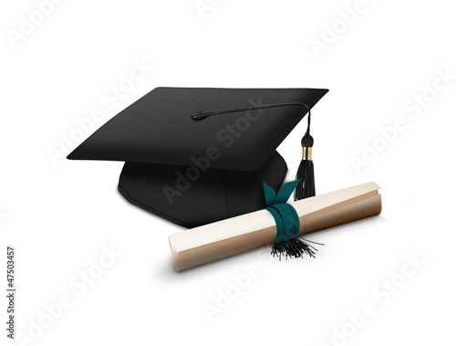 Mortarboard and scroll