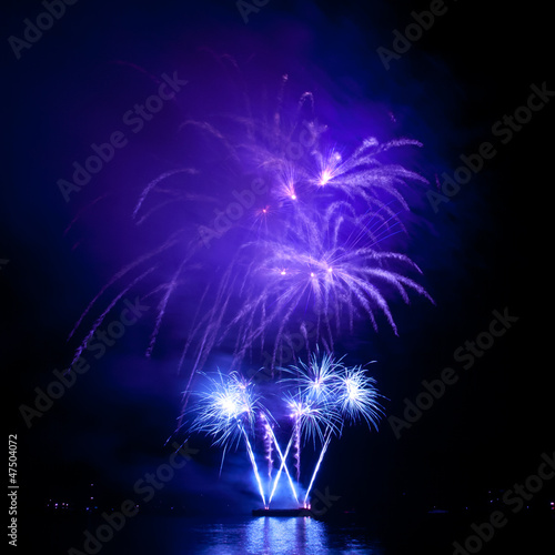 Colorful fireworks on the black sky