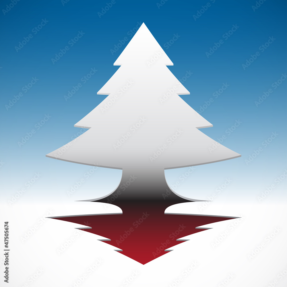 Abstract 3D  Christmas tree on blue sky background. EPS10