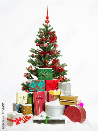 christmas tree with colorful presents