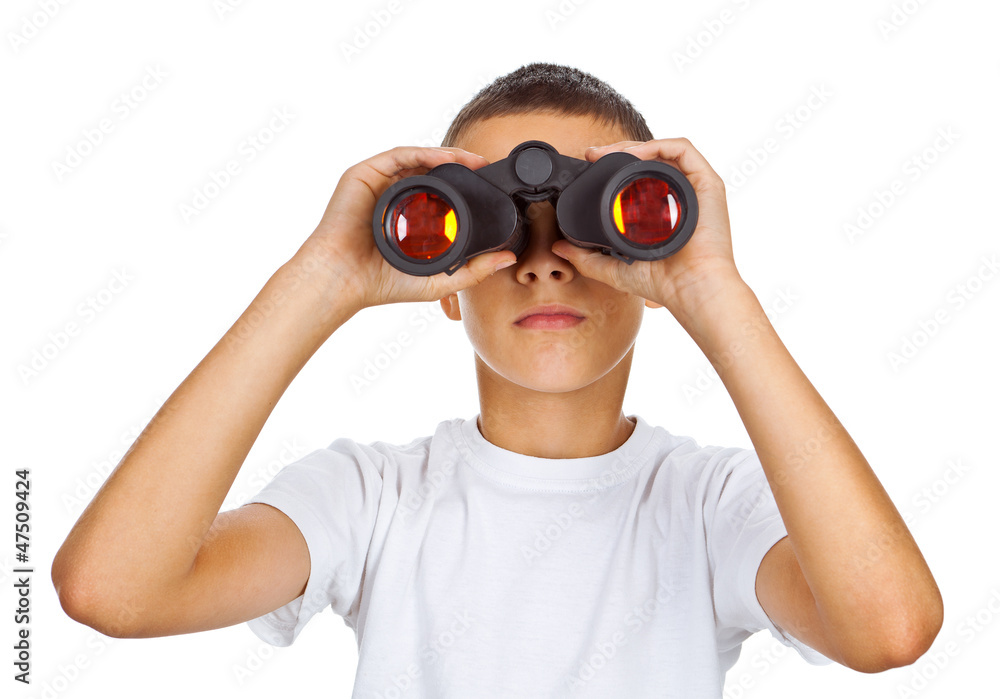 Boy looking through binoculars Boy looking through binoculars