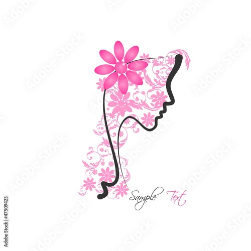 Perfect profile of a Woman with Floral