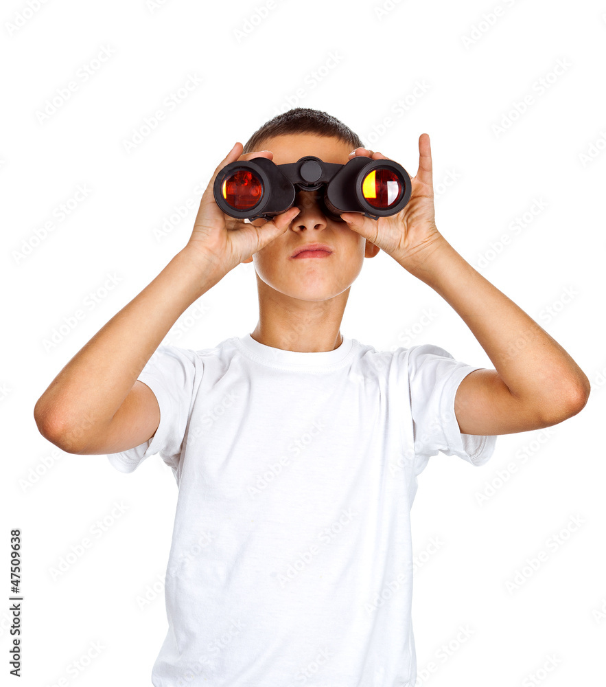 Boy looking through binoculars Boy looking through binoculars