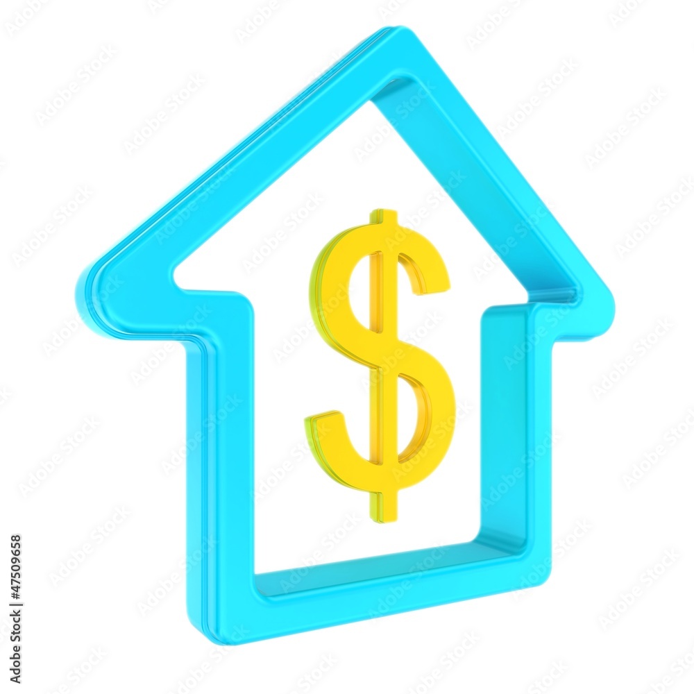 house and dollar sign isolated on white background house and dollar sign isolated on white background