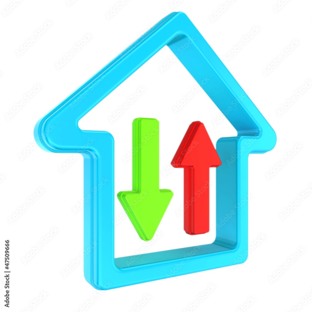House with arrows symbolizing download home Internet House with arrows symbolizing download home Internet