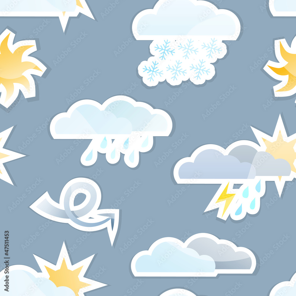 Seamless Weather Sticker Icon Background Tile. Vector EPS10 Seamless Weather Sticker Icon Background Tile. Vector EPS10