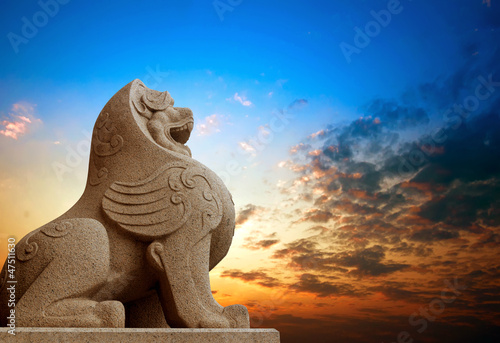 Traditional Chinese stone lion photo