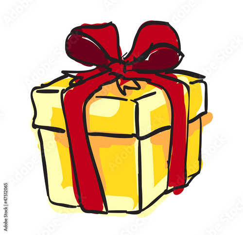 Art present box with red bow tie