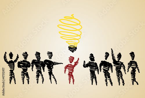 Doodle vector of different man thinking new idea