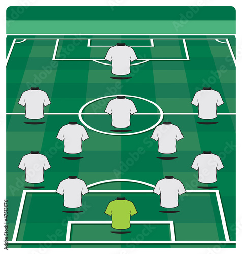 Soccer field layout with formation