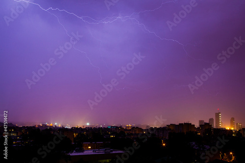 Lightning hits the city