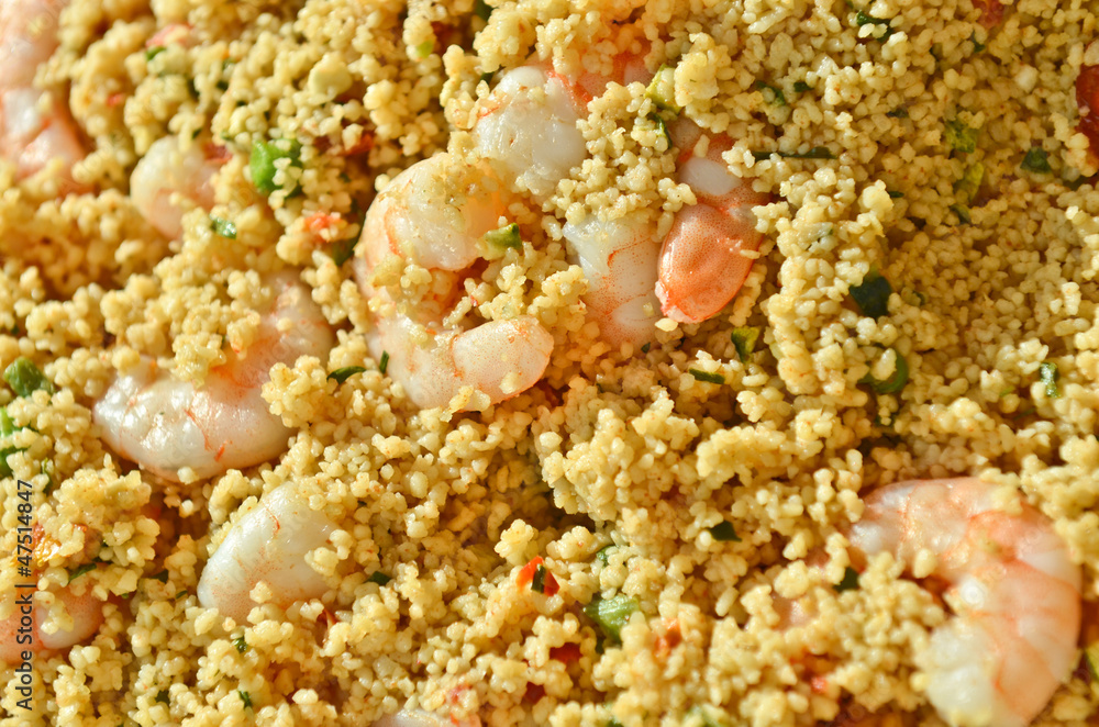 Couscous e gamberi closeup Couscous e gamberi closeup