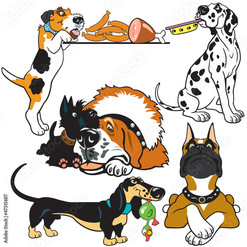 set of cartoon dogs