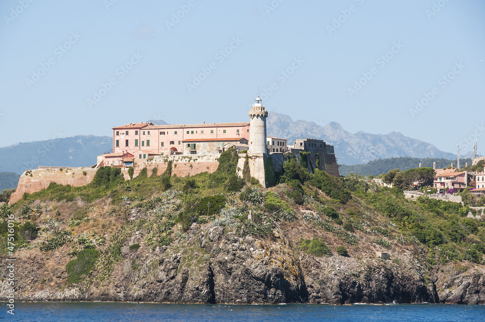 Hafeneinfahrt, Festung, Leuchtturm, Portoferraio, Elba, Italien