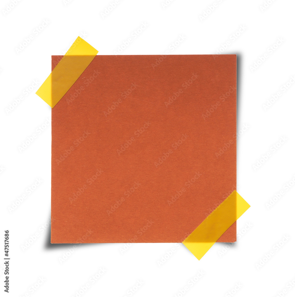 Paper note with sticky tape Paper note with sticky tape