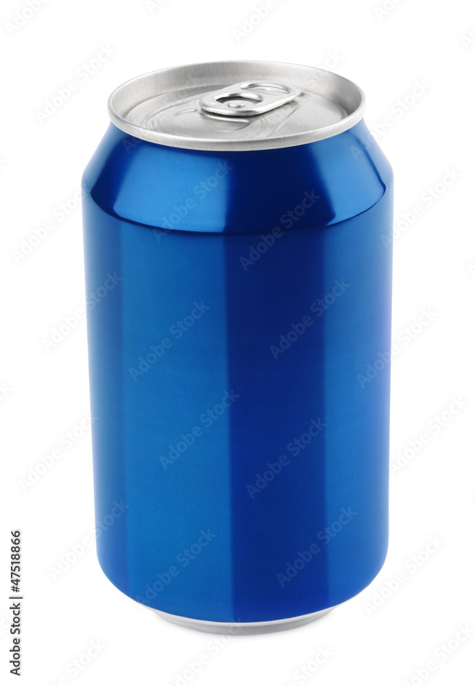 Blue aluminum can isolated on white with clipping path Blue aluminum can isolated on white with clipping path