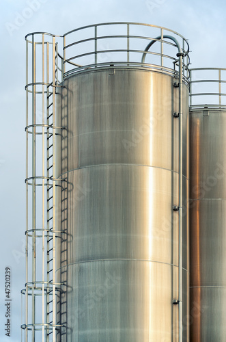 Industrial silos at a plastic manufacturing facility