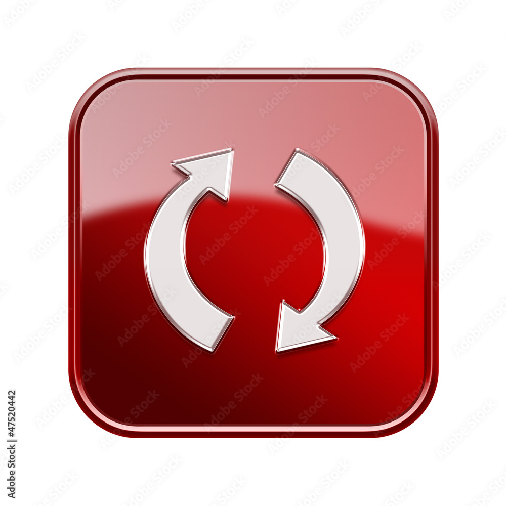 refresh icon glossy red, isolated on white background refresh icon glossy red, isolated on white background