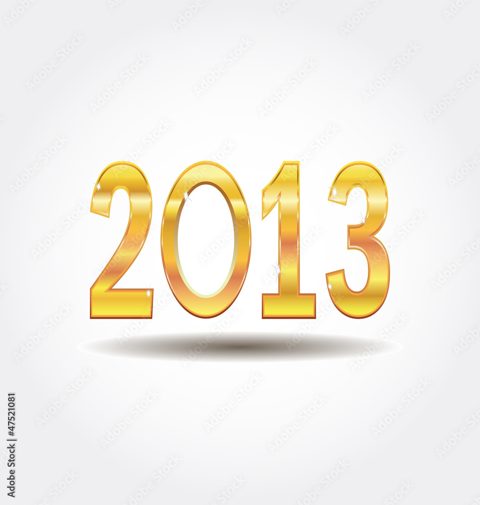 New Year 2013 gold number isolated on white New Year 2013 gold number isolated on white