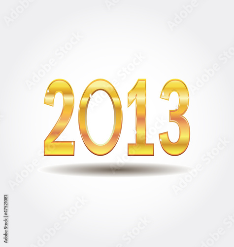 New Year 2013 gold number isolated on white