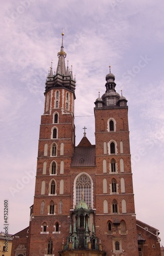 The St Mary church at the market in Krakow in Poland