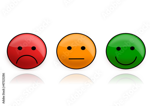 Three smilies from the traffic light in the mirror