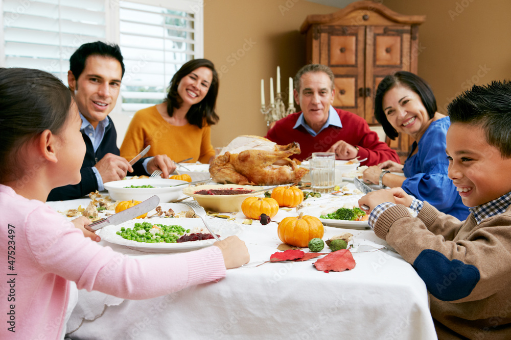 Multi Generation Family Celebrating Thanksgiving
