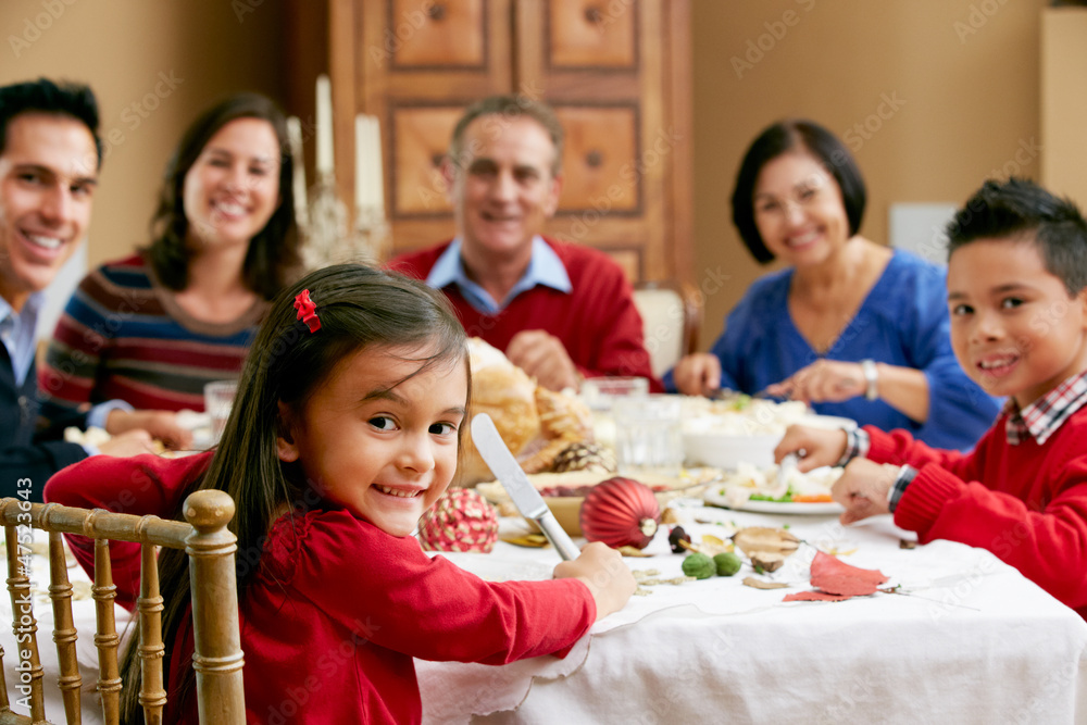 Multi Generation Family Celebrating With Christmas Meal Multi Generation Family Celebrating With Christmas Meal