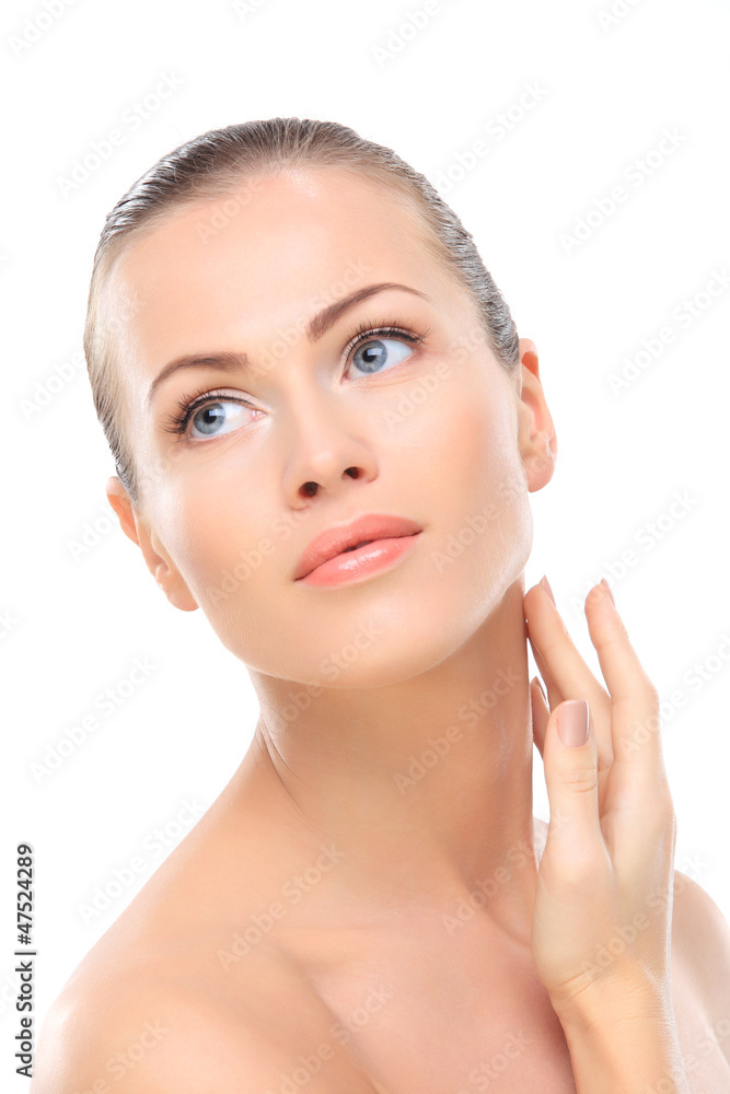 Beauty face of beautiful woman with clean fresh skin - isolated Beauty face of beautiful woman with clean fresh skin - isolated