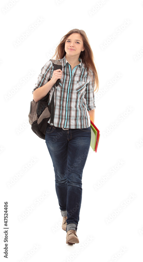 Nice female student smiling and looking at camera Nice female student smiling and looking at camera