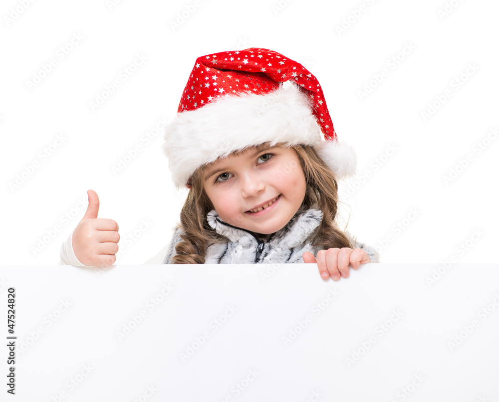 cheerful girl holding white board and showing ok sign cheerful girl holding white board and showing ok sign