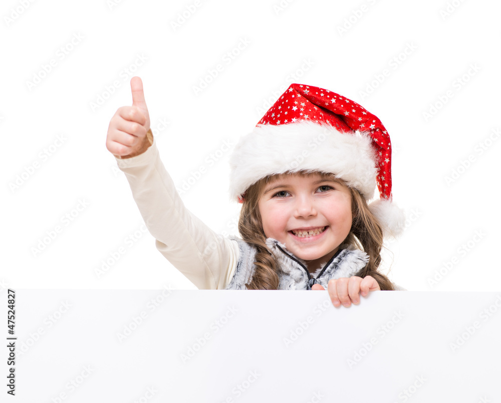 cheerful girl holding white board and showing ok sign cheerful girl holding white board and showing ok sign