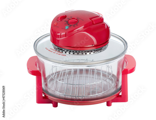 Empty red electric convection oven