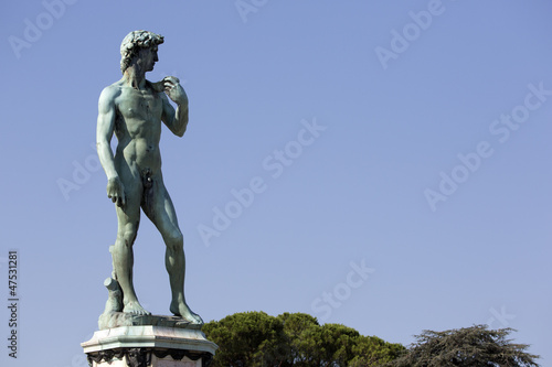 Statue of David  located in Micheal Angelo Park Florence  Italy