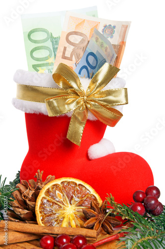 Santa Claus Boot with Euro Money photo