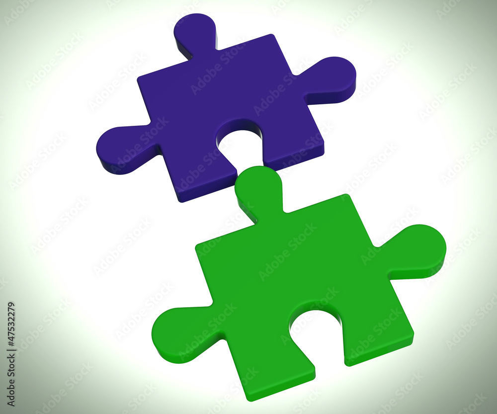 Jigsaw Pieces Shows Connected Team Concept Jigsaw Pieces Shows Connected Team Concept
